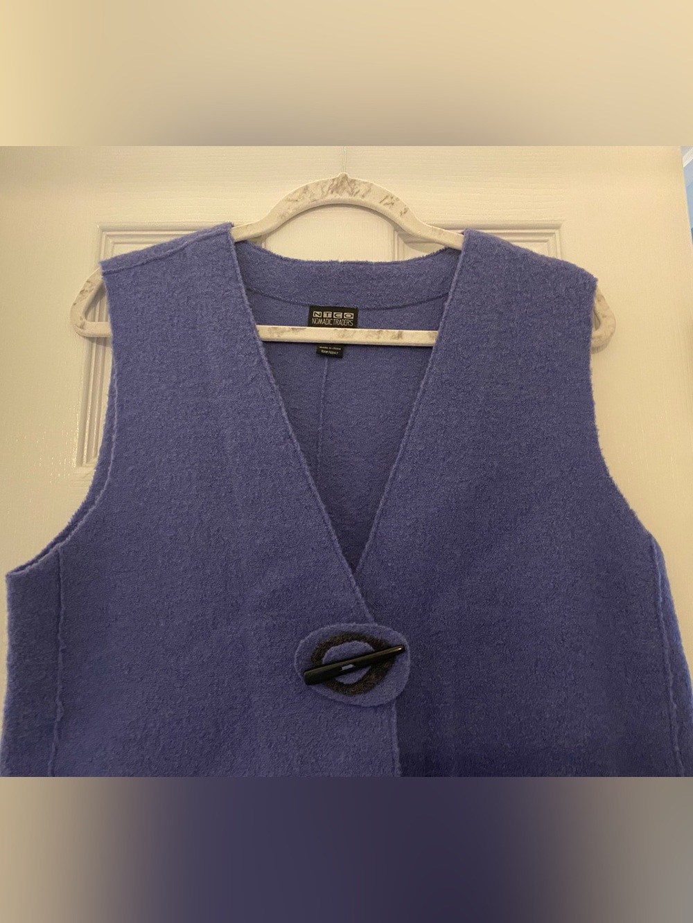 Nomadic Traders NTCO Vintage Medium Wool Periwinkle Vest Artsy Lagenlook Witchy - Picture 3 of 13